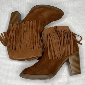 Mossimo Supply Brown Tassel Fringe Ankle Boots Size 6